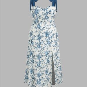 Cider Blue Floral Midi Dress